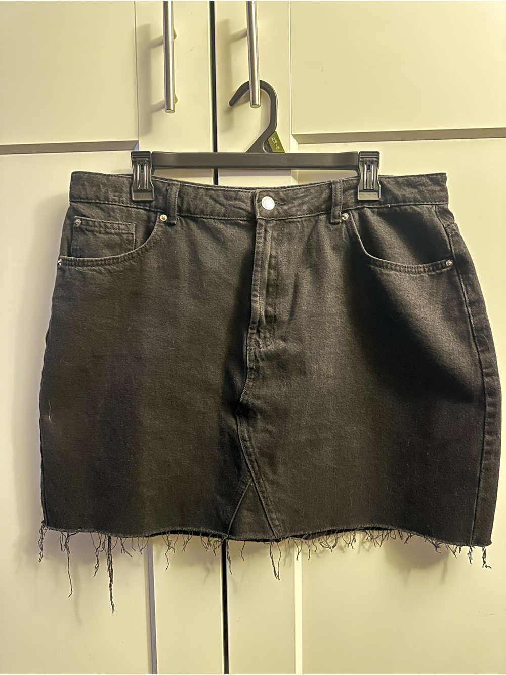Primark Black Frayed Hem Denim Mini Skirt